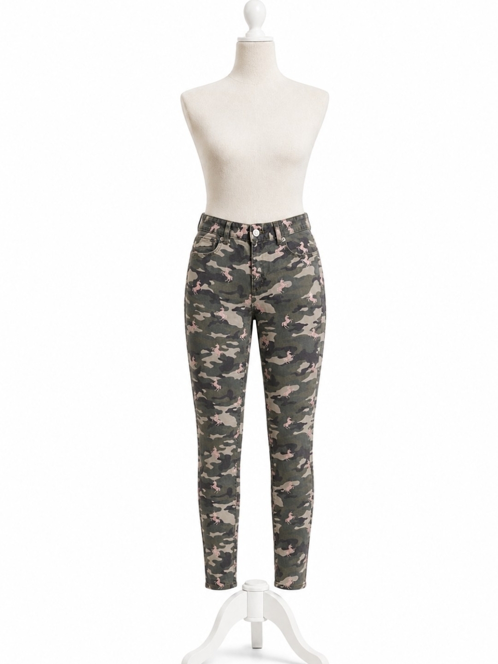 GAP Denim Stretch Super Skinny Jeans Womens 16 Plus Camo Pink Unicorn Print